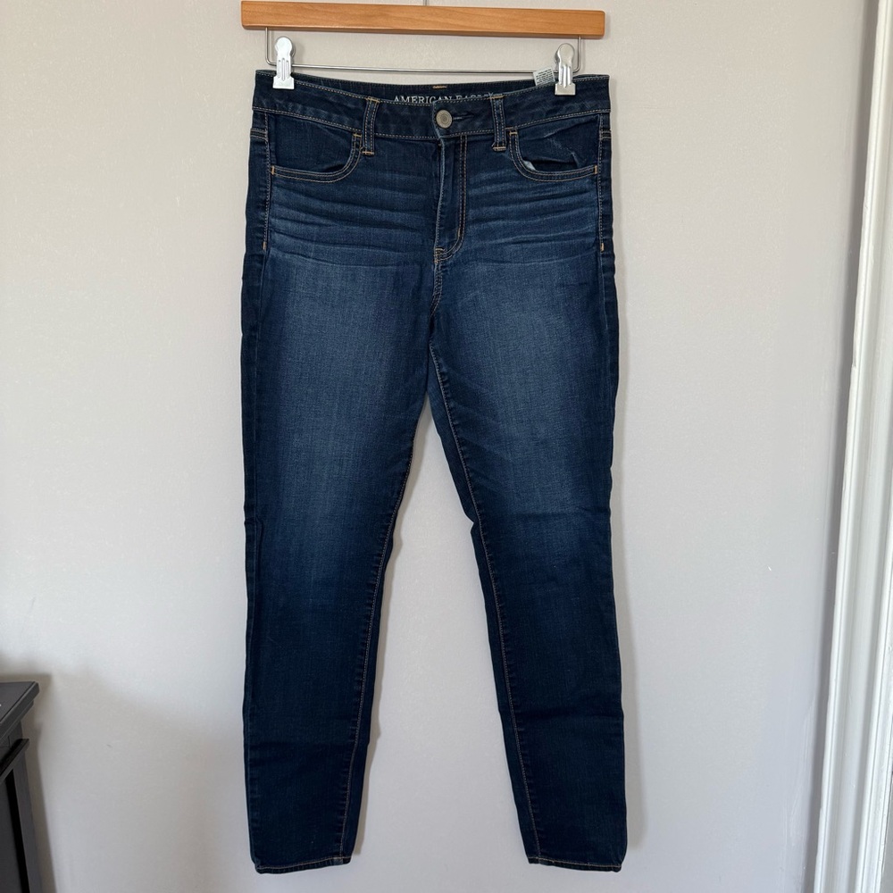 American Eagle Outfitters Indigo Skinny Jeans Super Stretch Jegging Size 10